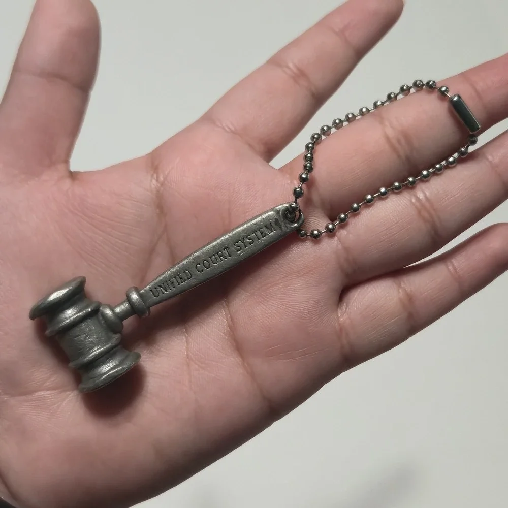 Vintage New York State Unified Court System Metal Gavel Keychain Legal Souvenir